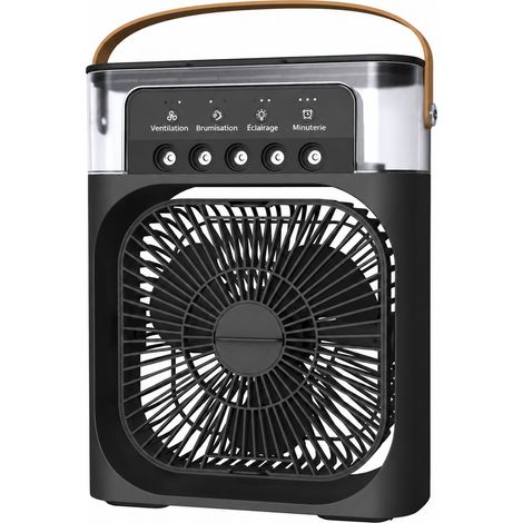 Mini ventilateur de bureau brumisateur 5 buses USB portable Noir noir 14.5 6.3 19.7 15,5 × 7,5 × 21 cm 320 g – Livraison gratuite