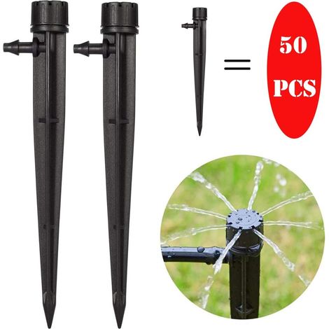 50pcs Goutteurs d'irrigation de Jardin pour Tube de 4 mm/7 mm 360 degrés 8 Trous réglables Système d'irrigation Micro débit Kit (1/5)