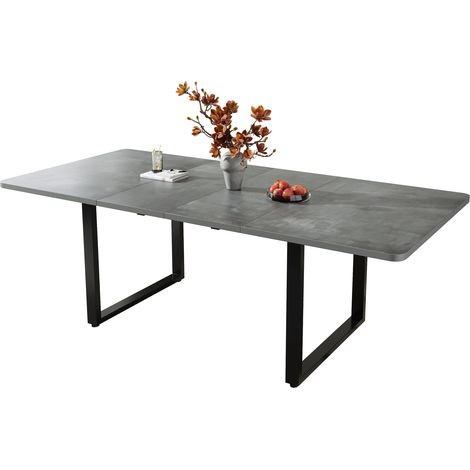 CHICFURN Mesa de comedor extensible de 3 longitudes 140/180/220 cm para 6-10 personas, estilo moderno, patas metálicas, color gris, ideal para cocina y salón (1/5)