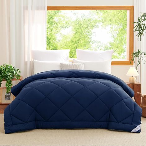 Couette Tempérée 300GSM en Microfibre, Édredon Lit 2 Personnes 220x240 cm pour Lit 140x190/160x200, Grand Chaud Épais Garnissage 300g/m², 240x220 Bleu (1/5)