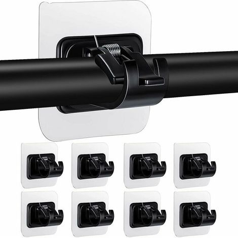 Lot de 8 supports de tringle à rideau tige de rideau sans forage support de barre de rideau auto-adhésif support de tige de rideau transparent support de rideau (1/5)