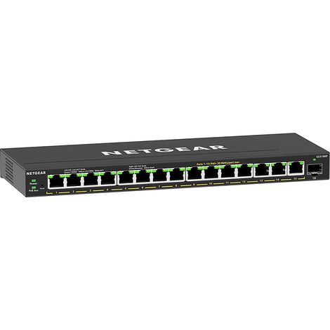 NETGEAR GS316EP-100PES switch di rete Gestito Gigabit Ethernet (10/100/1000) Supporto Power over Ethernet (PoE) Nero (1/5)