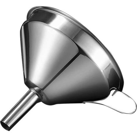 Imbuto in acciaio inox con filtro removibile, per bottiglie strette e larghe, lavabile in lavastoviglie, diametro 15 cm. (1/5)