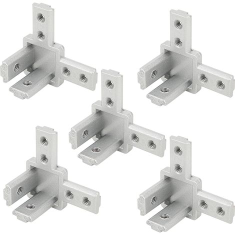 5 Stück 3-Wege-Eckverbinder 90 Grad Zinklegierungs-Befestigungselemente für T-förmige Aluminiumprofile (Europäische Norm 3030) (1/5)