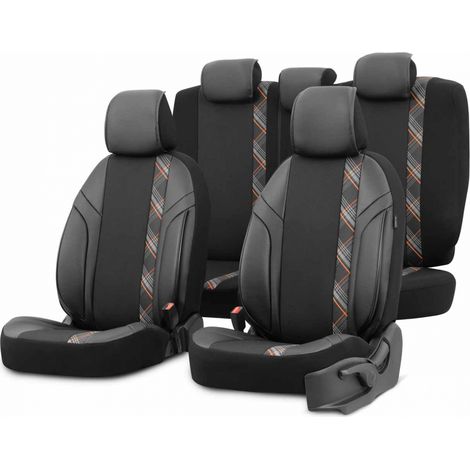 Juego de fundas para asientos de coche Oto Horizon 1805 color naranja con 3 cremalleras. (1/5)