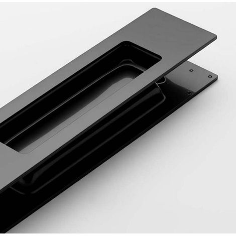 Poignée de porte encastrée ovale pour porte coulissante en acier inoxydable - Ensemble complet de poignées noires Le noir (1/5)