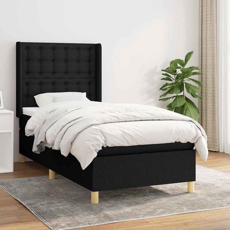 Irovami Sommier à lattes noir et matelas 80x200 cm en tissu (1/5)