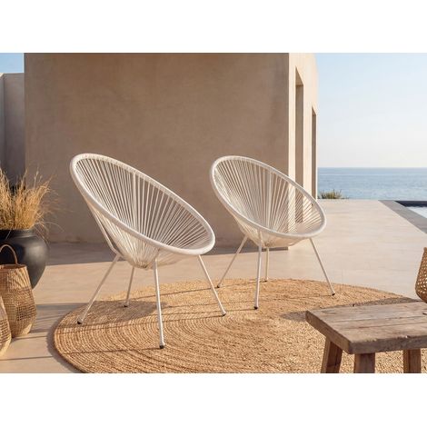 Lot de 2 fauteuils de jardin en fils de résine tressés - Blanc - ALIOS III de MYLIA (1/5)