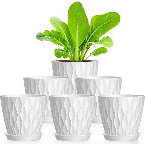 Lot de 6 pots décoratifs de jardin, pots pour plantes succulentes, pots simples et aérés, adaptés à de nombreuses plantes (1/5)