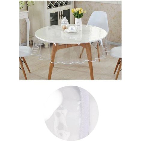 Tovaglia trasparente in PVC, tovaglia in plastica impermeabile, rettangolare o rotonda, pellicola protettiva in PVC lavabile (diametro 140 cm) (1/4)