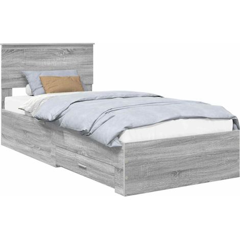 Estructura de cama Gris Sonoma 90 x 200 cm Madera de ingeniería vidaXL