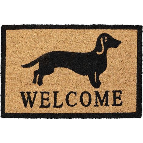 Felpudo de fibra de coco con diseno de perro salchicha (1/5)