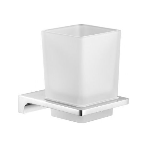 Porte-verre NIL en verre et laiton chromé 10x6,35x9,7cm (1/2)