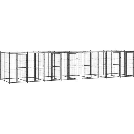Outdoor-Hundezwinger Stahl mit Überdachung 19,36 m²