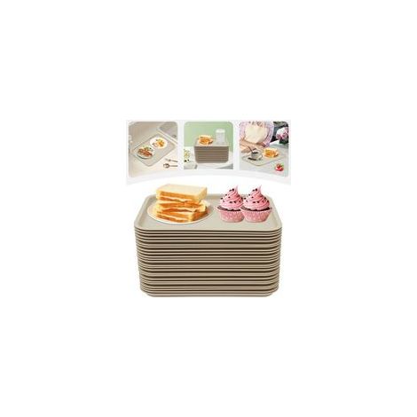 24-teiliges stapelbares Serviertablett, Fast-Food-Tabletts 36 x 27 x 2 cm, khaki, für Cafés und Schnellrestaurants (1/5)