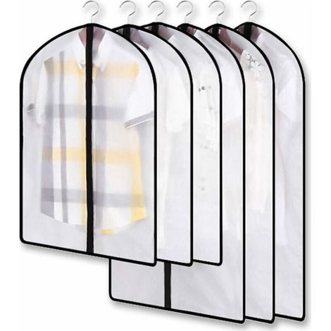 6 Pcs Clear Garment Bags, Moth Proof Clothes Covers, Dustproof Garment Covers Set, Perfect for Protecting Clothes and Shirts in Wardrobe