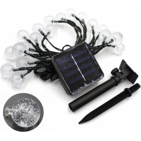 Guirlande lumineuse solaire d'intérieur/extérieur - 12 mètres, 100 perles LED, étanche IP65, avec boule de cristal illuminée par LED, idéale pour décorer balcons, parasols, jardins, terrasses, fêtes, (1/5)