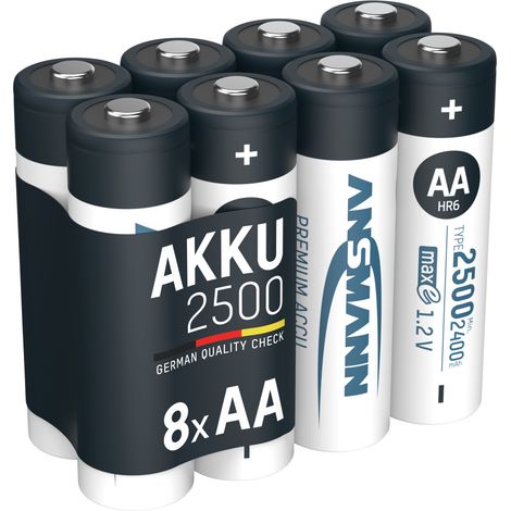 ANSMANN Akku Mignon AA 2500mAh 1,2V NiMH, 8 Stück