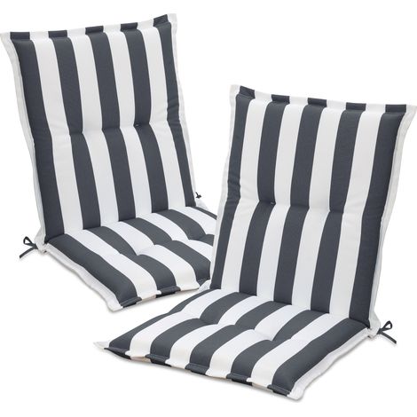 Aoodor Outdoor Low Back Chair Cushions, 100x50x6 cm Fade-Resistant Patio Cushions for Dining Chairs, Set of 2 for Deck & Porch Chairs-grey