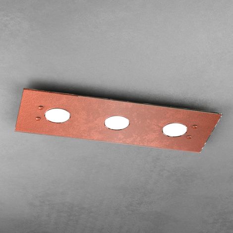 Plafoniera Moderna Rettangolare Path Vetro Foglia Rame 3 Luci Gx53 (1/3)
