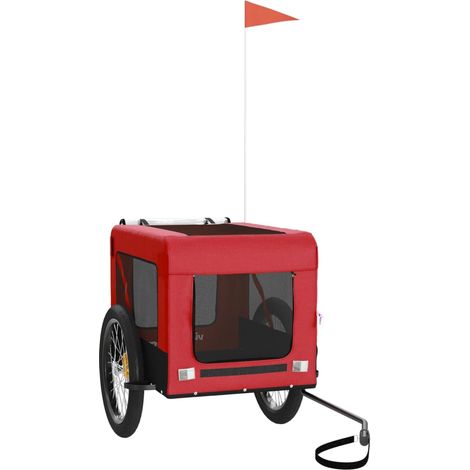 Remorque de vélo pour animaux de compagnie rouge et noir CFW26664 (1/5)