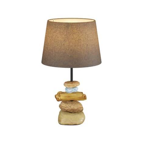 [GEBRAUCHT] Euluna Tischlampe Vera Stoffschirm Und Stein Dekor 38 Cm Tischlampe Deko Lampe B-Ware