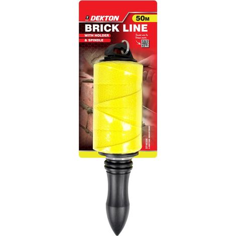 Fil de brique avec support - Corde multifonction pour les travaux de construction avec poignée en plastique et verrou 1,5 x 50 mm Outil de nivellement à longue ligne haute visibilité (1/5)