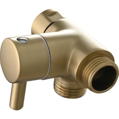 G1/2\" Inverseur Douche Bain Laiton Vanne de Connecteur 3 Voie pour Pommeau de Douche Double, Or Brossé (1/5)