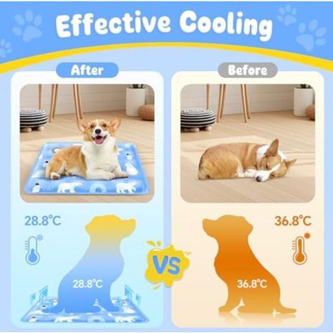 Tapis Rafraichissant Chien Tapis Rafraichissant Chat Resistant Tapis Refrigerant pour Chien Auto-refroidissant, Tapis Refroidissant pour Chien Chat, 40x50cm, Bleu (1/4)