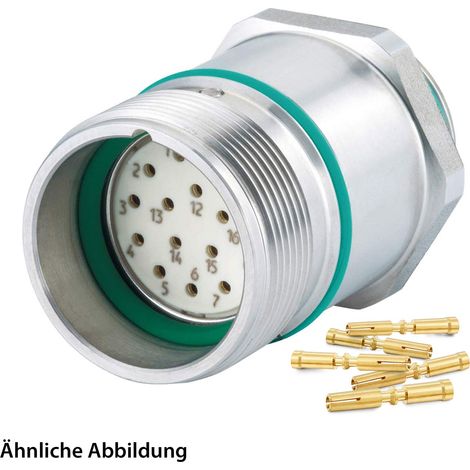HUMMEL SET inkl. Kontakte M23 Signal INOX Geräteteckverbinder, Crimpei. gerade Polzahl 9-pol. 1+8, Buchse Vorderwand - 1 Stück