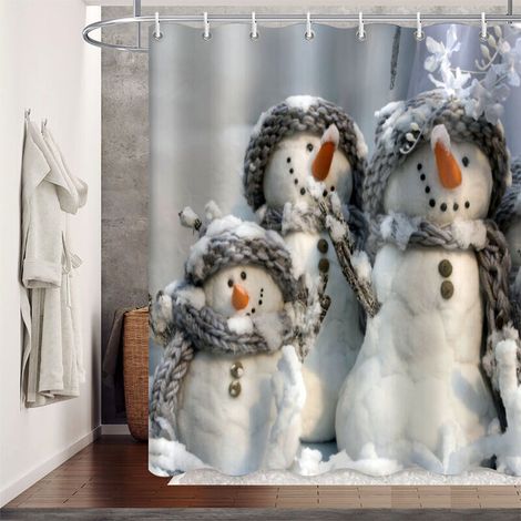 Rideaux de douche de Noël imperméables pour salle de bain avec tapis 150 x 180 cm,- Lefou (1/5)