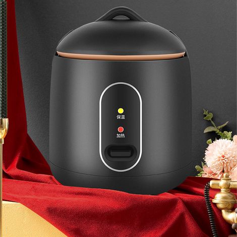 Cuiseur à riz domestique mini noir, petit format, automatique, 1,2 L, avec cuve vapeur intégrée. (1/5)