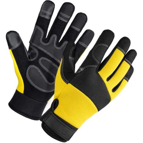 Gants forestiers (scies à chaîne et outils de jardinage) gants de travail de jardin écran tactile respirant résistant à l'usure et antidérapant gants de travail de chantier de jardinage laubau, jaune (1/4)