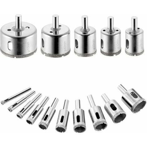 Set di 15 punte diamantate per trapano, seghe a tazza per acciaio al carbonio, per forare vetro, ceramica, porcellana, piastrelle, marmo, 6/8/10/12/14/16/18/20/22/25/28/30/35/40/50 mm