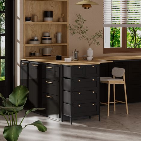 Kommode Belaro, Schwarz, 56 x 95 cm mit 5 Schubladen, Vicco