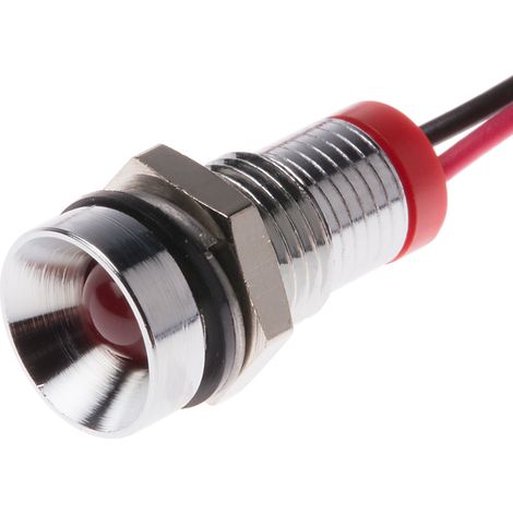 Voyant LED lumineux Rouge RS PRO, dia. 8mm, 2V c.c., IP67 ( Prix pour 1 )