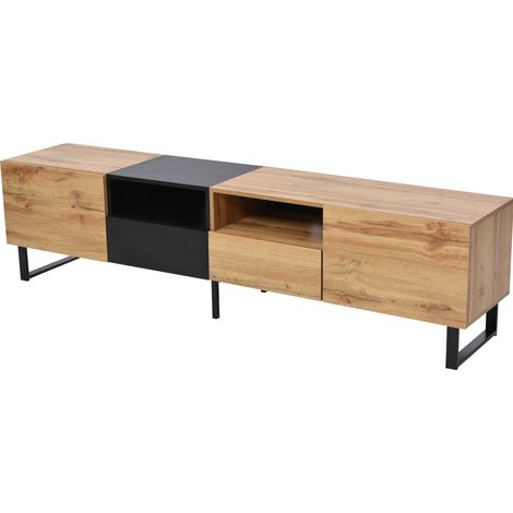 Mueble TV moderno 190 x 38 x 48 cm de MDF negro y efecto madera MODENUIT (1/5)