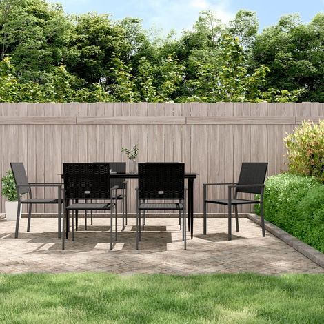 7-tlg. Garten-Essgruppe Poly Rattan und Stahl (1/5)