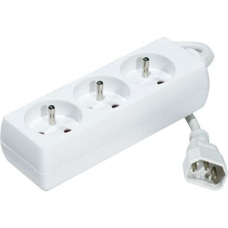DEXLAN Multiprise 3 prises spéciale onduleur avec fiche IEC C14, blanche, 0,8m (808513)