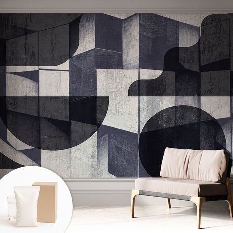 Fototapete - Tapete Vliestapete mit Kleber - Wandtapete Moderne Wandbild Schlafzimmer Wohnzimmer Geometrische Symmetrie 312x219 cm (1/5)