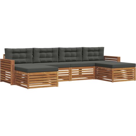 Conjunto de sofás de exterior 6 uds. Natural y Antracita vidaXL (1/5)