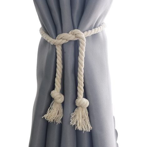 Pieces Beige Curtain Tiebacks, Cotton Rope Curtain Clips, Knitted Curtain Loops, Hand-Knitted Curtain Tiebacks (1/5)