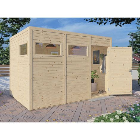 Abri de jardin bois Bertilo Cubo 3 19mm avec plancher 7,65m² natural (1/5)