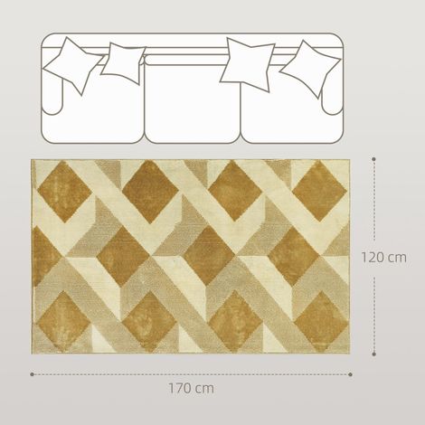 Tapis à poils courts lavable en machine 170 x 120 cm, style moderne, couleur crème, idéal pour le salon, la chambre ou la salle à manger. (1/5)
