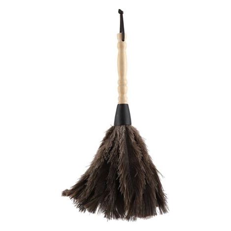 13.4inch plumeau en Plumes d'autruche avec Manche en Bois, Outils de Nettoyage lavables pour Livres, Clavier, Bureau, Maison