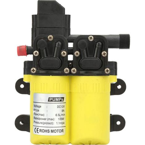 Pompe à eau électrique auto-amorçante à double membrane d'aspiration 12 V 100 W pour le nettoyage des caravanes, bateaux, voitures (co (1/5)