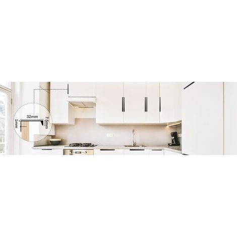Tirador de Cocina Negro, 10 Unidades Tirador Invisible para Muebles con Distancia entre Agujeros, Tirador de Puerta de Aluminio, Tirador Negro para Muebles de Oficina, Cajones y Armarios (128 mm/ Long (1/4)