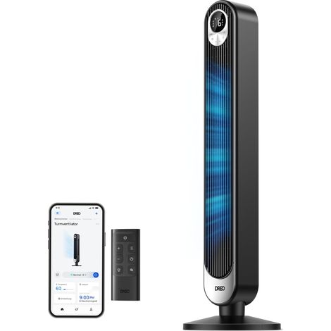 Ventilateur Colonne Silencieux, 8,53 m/s, Ventilateurs Tour pour Grande Chambre, 106 cm de Haut, Télécommande, 9 Vitesses Puissantes, 4 Modes, Minuterie de 12H, Oscillation à 90° (1/5)