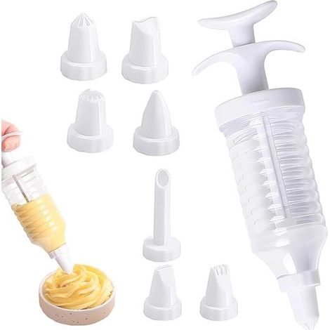 Ensemble de 9 douilles à pâtisserie réutilisables, 8 douilles, seringue décorative Patisse, seringue décorative en plastique réutilisable pour projets de bricolage (1/5)
