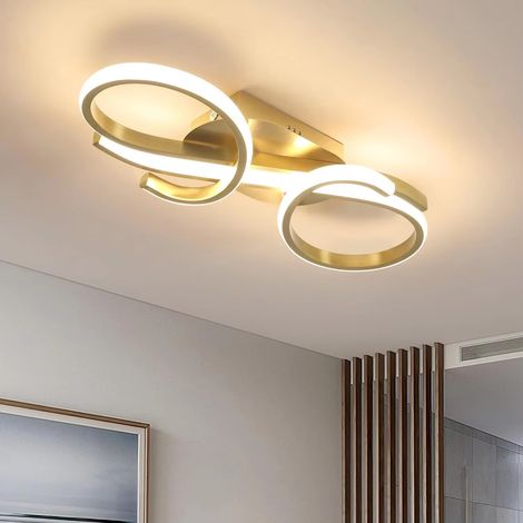 Lustre plafonnier doré – 36W LED acrylique – 3000K blanc chaud – Chambre moderne